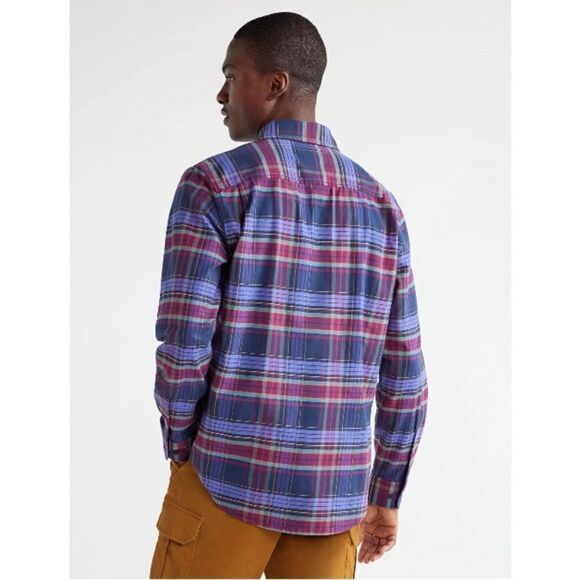 Men's Long Sleeve Button Down Plaid Stretch Oxford Tartan Shirt 2-Pack Size L - Picture 12 of 15